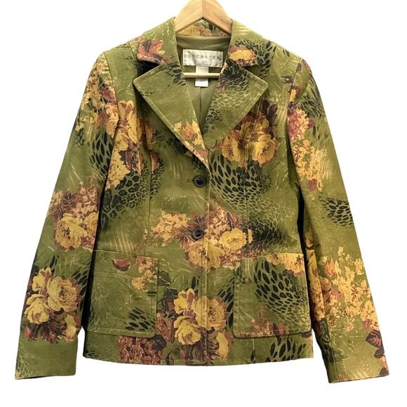Doncaster Jackets & Blazers - Doncaster Vintage Tapestry Green Pink Floral Animal Jungle Blazer Jacket Women 4